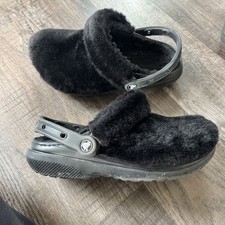 BLACK CROCS CLASSIC FUR SURE FLUFFY CLOG Men 7 Women 9