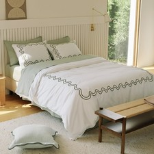Double Stitch Supima Cotton Duvet Cover Set - 100 American Grown Cotton Embr...
