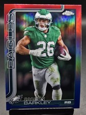 Saquon Barkley 2025 Topps Chrome Red White & Blue Refractor #248