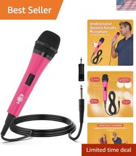 Portable Pink Microphone for Karaoke Machines - Unidirectional Performance Mic