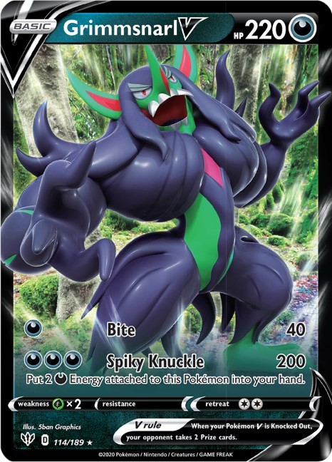 Grimmsnarl V 114/189 Ultra Rare Holo SWSH03: Darkness Ablaze Pokémon Card