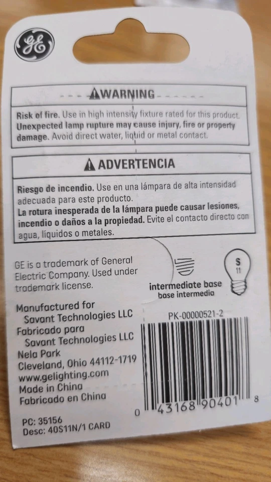 (2) GE appliance High Intensity Light 40w 440 Lumens S11 Bulb Type E17 Base - Image 2 of 2