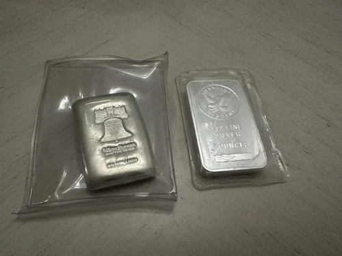 (2) 5 Ounce Oz. Silver Bars Sunshine Mint & SD Bullion 10 Ounces Total