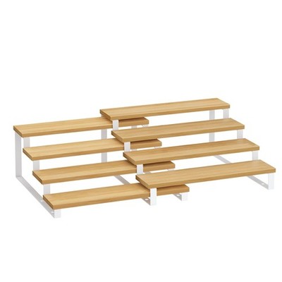 Tiered Display Risers Set 2 Engineered Wood Perfume Organizer Countertop Spice R