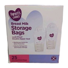 Parent's Choice Breast Milk Storage Bags    25 Pre-Sterilized Leak Proof Bags