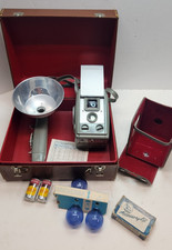 Vintage  50s Anscoflex II 2 Camera Original Case Flash Batteries Bulbs Lot Ansco
