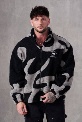 YOUNGLA (SOLD OUT) - 5017 - POLAR SHERPA JACKET - BLACK/GREY - MEDIUM