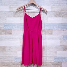 Old Navy Fit & Flare Cami Dress Hot Pink Smocked Back Sleeveless Womens Small