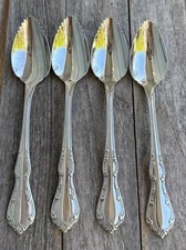 4 Oneida WHITTIER Grapefruit Spoons Glossy Scroll Edge Oneidaware Stainless