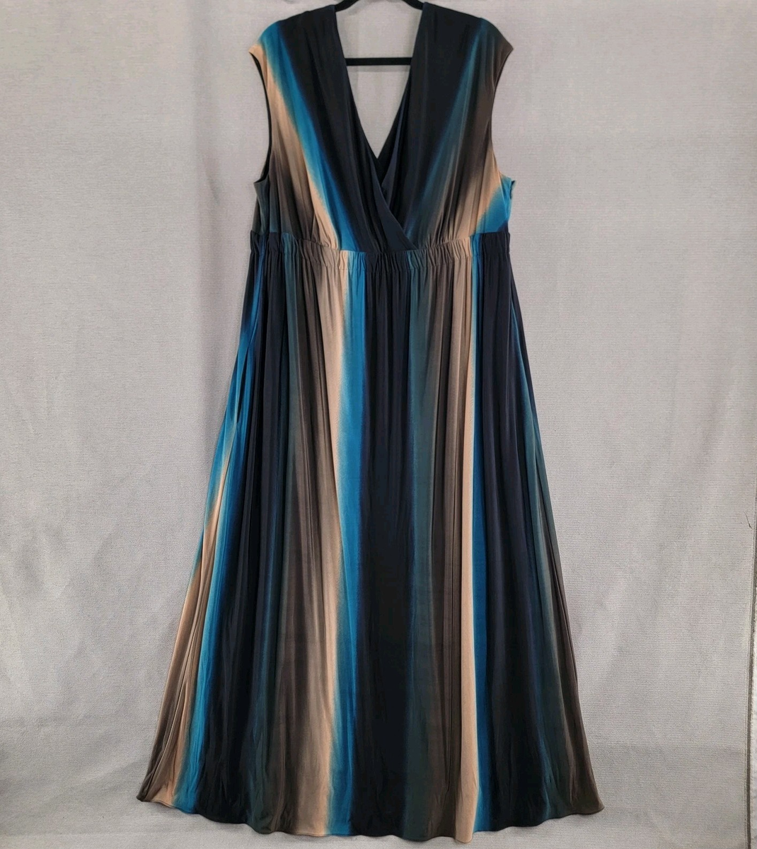 Adrianna Papell Womens Dress Faux Wrap Empire Maxi Size 22W Brown Ombre  Flowy | eBay