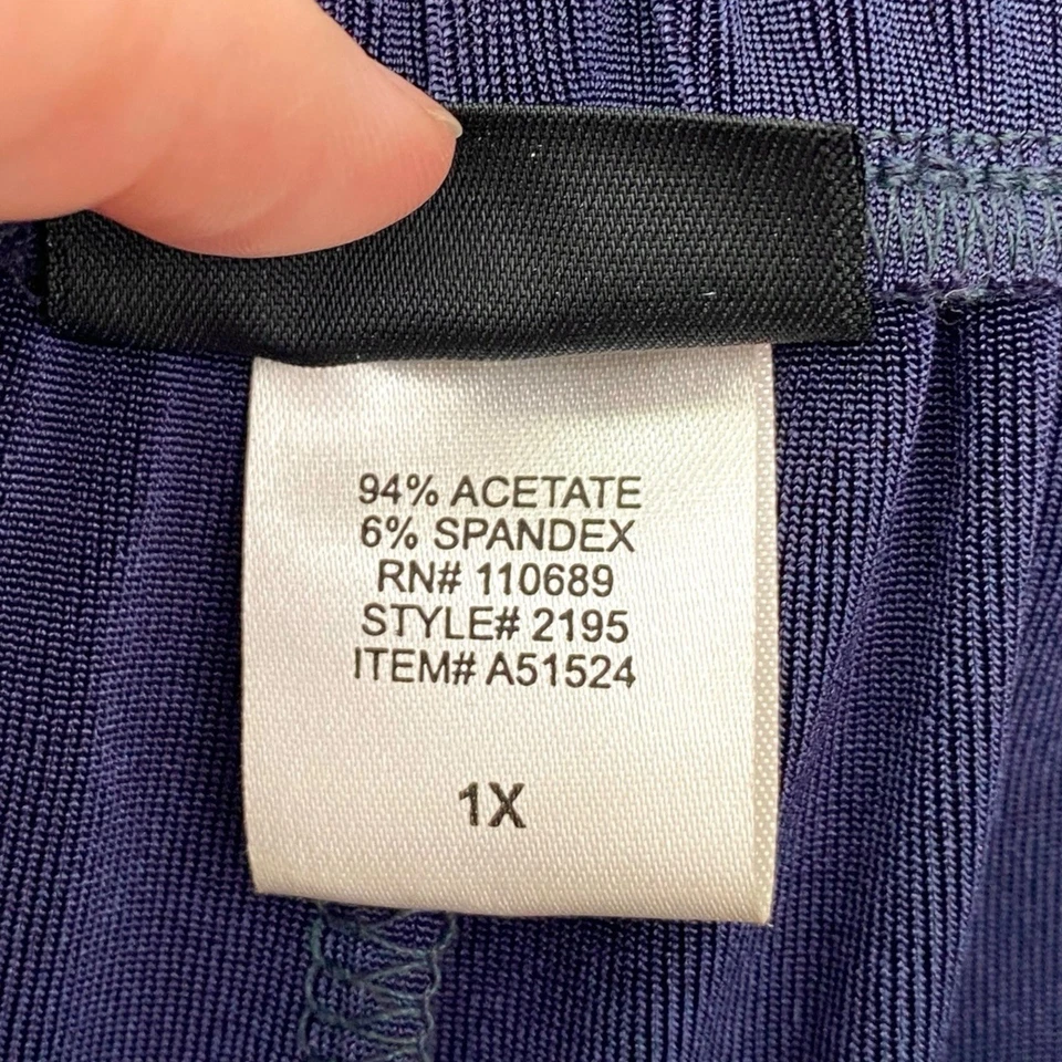 Pantalones Citiknits para mujer 1X azul verde pierna ancha elásticos Lagenlook viaje Foto 4 de 4