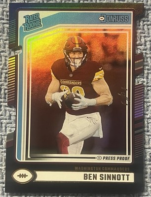 2024 Panini Donruss - Rated Rookie Ben Sinnott #314 Black Die-Cut 1/1 (RC)