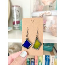 Handmade Sea Glass Drop Earrings Frosted Clear White Coastal Boho Silver Tone