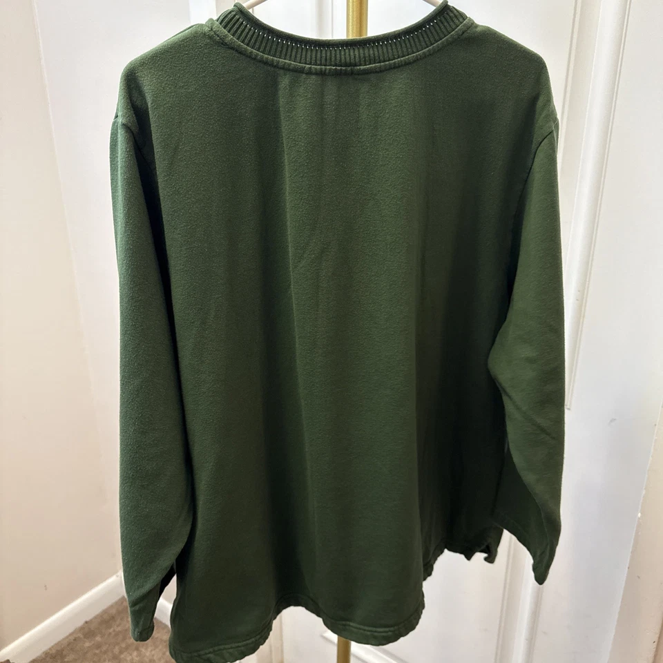 Chico's Women's Sweatshirt Xmas Holiday Size 2X Long Sleeve Green embroidered - Image 2 of 4