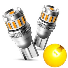 2pcs Auxito T10 LED Side Marker Light Bulbs 168 194 192 2825 Yellow Canbus 3000K