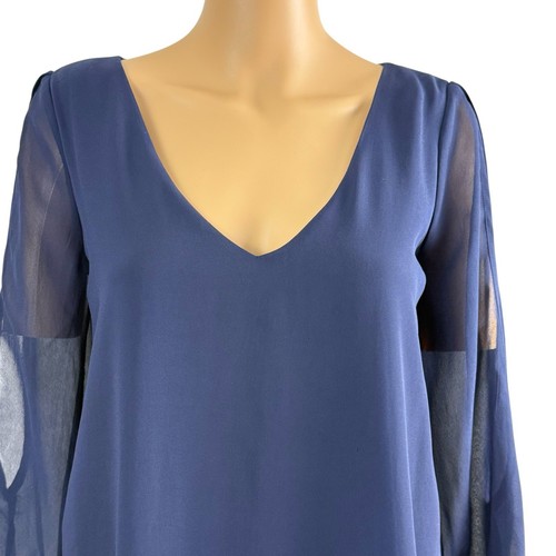 Lulus Women's Blue Chiffon Cold Shoulder tunic SZ/S - Picture 2 of 14