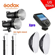 2X Godox SK300II 2.4G Studio Monolight Flash 95cm softbox Stand Xpro Trigger kit
