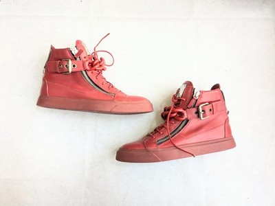 Giuseppe Zanotti Chain Sneakers Red Men 10 43 Zipper Leather High