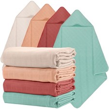 4 Pcs Muslin Hooded Baby Towels,32x 32 Cotton Newborn Bath Towel Muslin Infan...