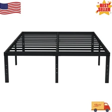 Queen 18'' Heavy-Duty Metal Platform Bed Frame w/ Storage, No Box Spring