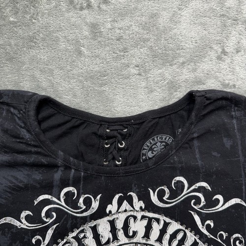 T-shirt Affliction "SAINT EDITH" manica corta stringata dietro taglia donna small - Foto 3 di 11