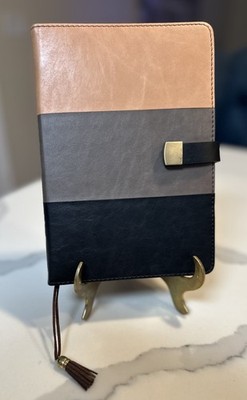 Color-Blocked PU Leather Notebook Journal with Snap Closure 8  x 6  Clean Unused