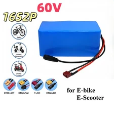 60V 50Ah Li-ion Battery Pack, for E-bike E-scooter, 16S2P w/BMS, Long Range