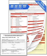 Annual Vehicle Inspection Report Form 3-Ply Carbonless and Label 2-ply Exterior