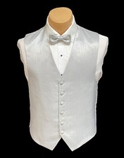 Men's Red Sleeve Light Silver Tuxedo Vest with Matching Tie Wedding Prom Groom