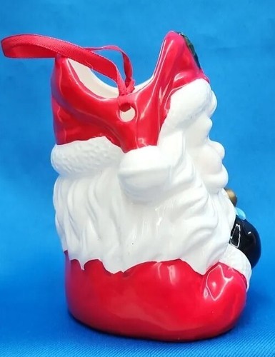 Santa Claus Container with Ribbon Handle Candy Gift Holder Ceramic Nygala Corp - Picture 2 of 6