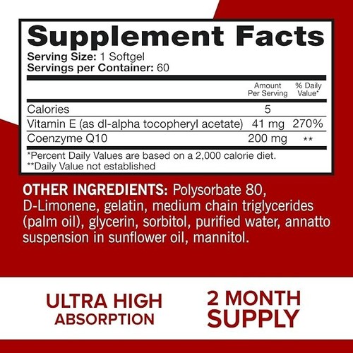 Qunol Coq10 200Mg Softgels, Ultra Coq10 - Ultra High Absorption Coenzyme Q10 Sup - Picture 14 of 24