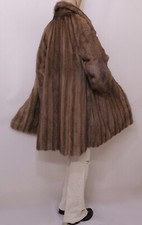 Real Mink Fur Saga Sable Hue Brown Pastel Coat Jacket Swing 10-12-14 Uk/l Visone