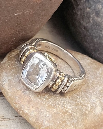 Lagos White Topaz 18kt Gold .925 Ring Size 7.5