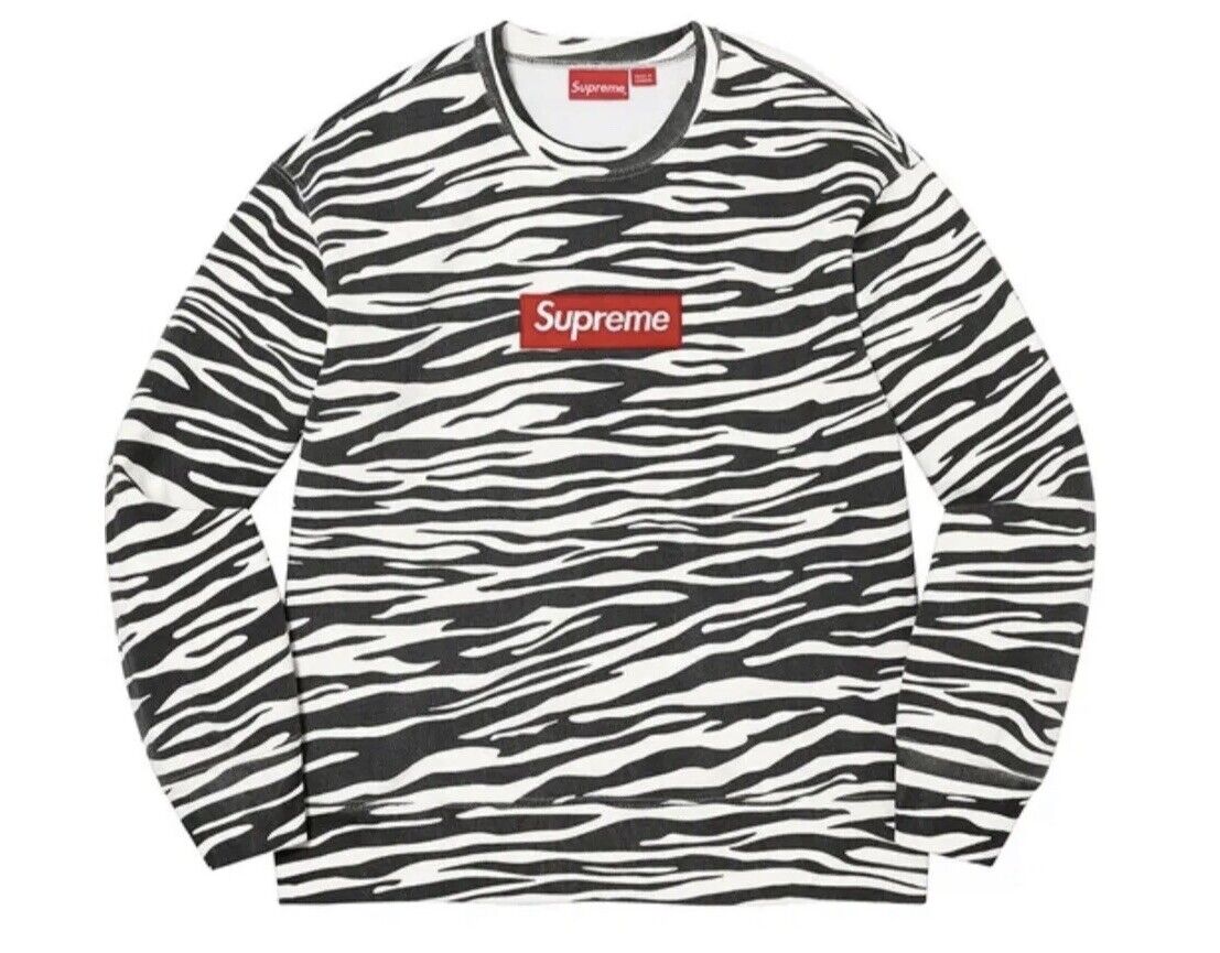 supreme Box Logo Crewneck Zebra L