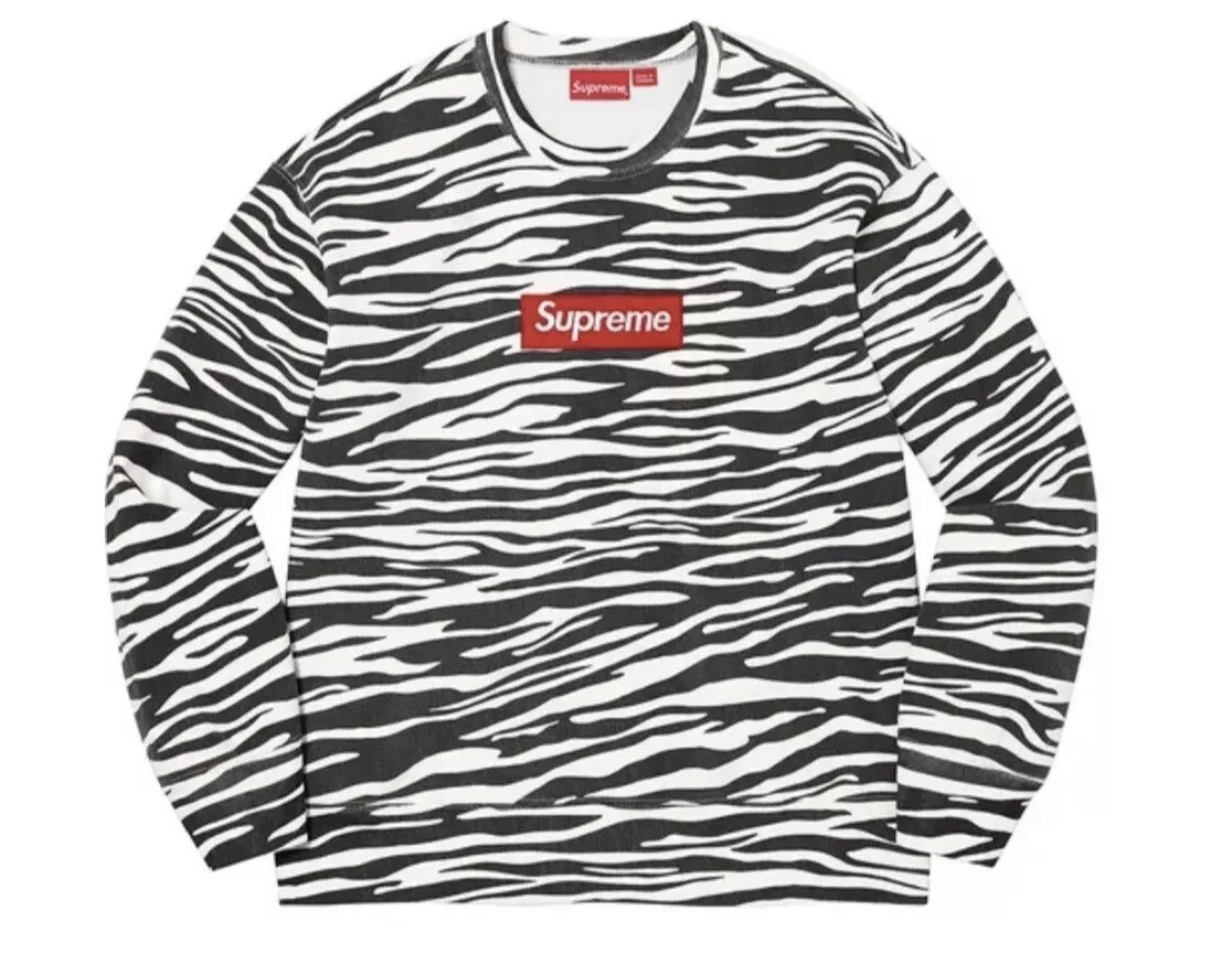 Supreme Box Logo Crewneck Zebra S-