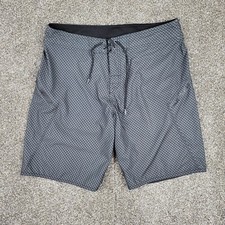 Quiksilver Board Shorts Mens 36 Black Gray Geometric Print Swim Trunks Neo Fly