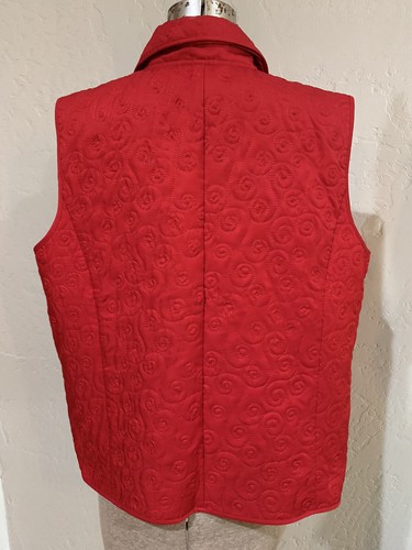 Christopher Banks Vest Quilted Statement Button Red Zip Holiday West Womens XL - Picture 3 of 14