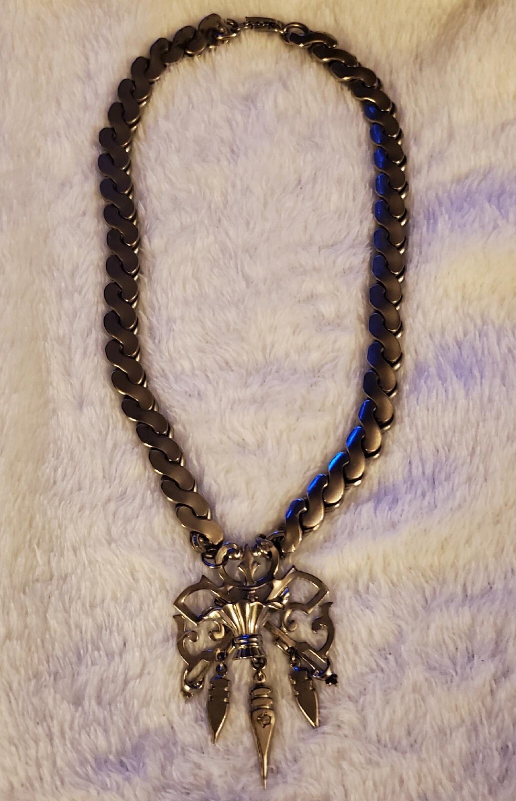 Vintage SilverTone Chunky Statement Necklace - image 1