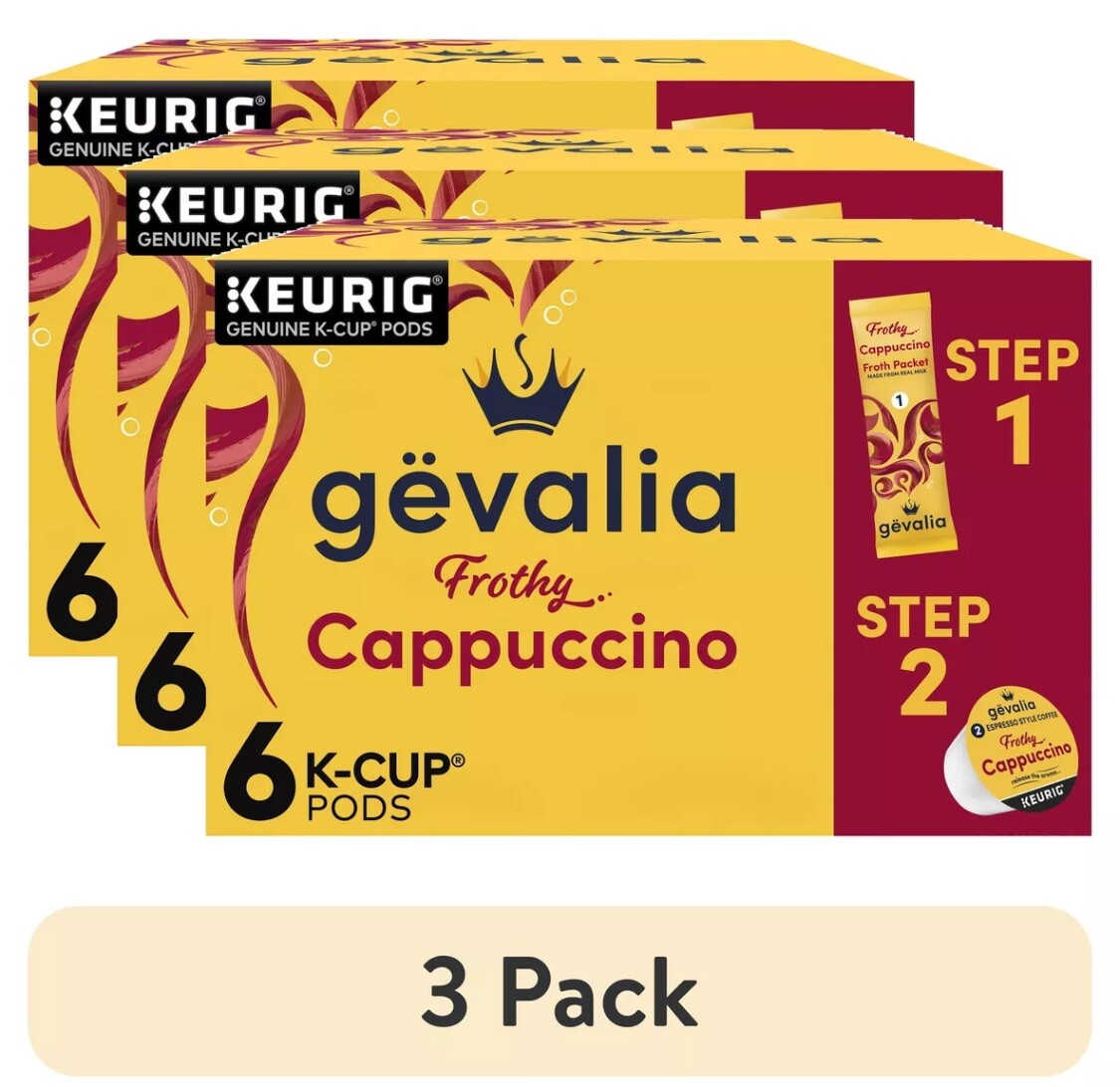 (3 Pack) Gevalia Frothy 2-Step Cappuccino Espresso K‐Cup&reg; Coffee Pods 6 Ct. Box