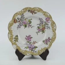 M.E. Claus & Bourdois & Bloch Old Paris 8.5" Cabinet Plate Meissen Style Mark