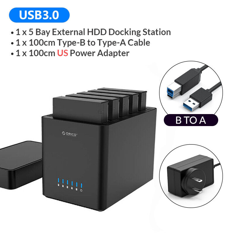 3.5&#034; SATA Hard Drive Dock Docking Station HDD Enclosure 80TB 5Bay | eBay