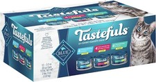 12-Pack Blue Buffalo Tastefuls Natural Variety Pate Wet Cat Food, 3 oz cans 9.77 per gallon
