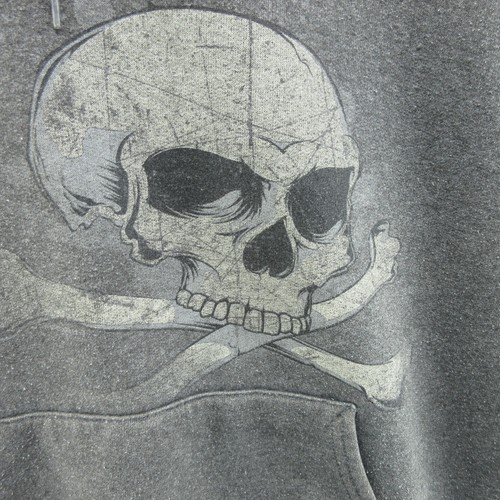 VTG Harley Davidson Hoodie Mens XL Gray Skull Flames Y2K Faded Sweatshirt Biker - Picture 5 of 20