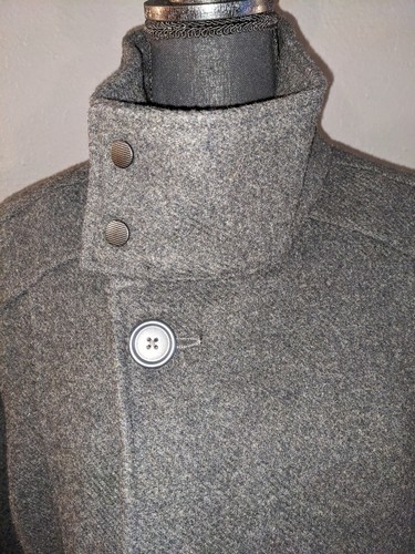 Herren PrAna dunkelgrau Knopf & Reißverschluss Wollmischung Winter Pfau Etikett Größe Medium - Bild 5 von 12