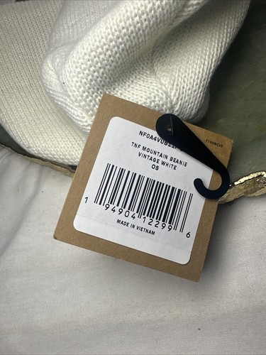 The North Face Unisex Mountain Beanie Recycled Vintage Logo Neu mit Etikett Weiß und Grau - Bild 8 von 8