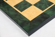 Tablero de ajedrez de lujo de 2,5" (63 mm) cuadrado en madera verde burl y aspecto de madera de arce
