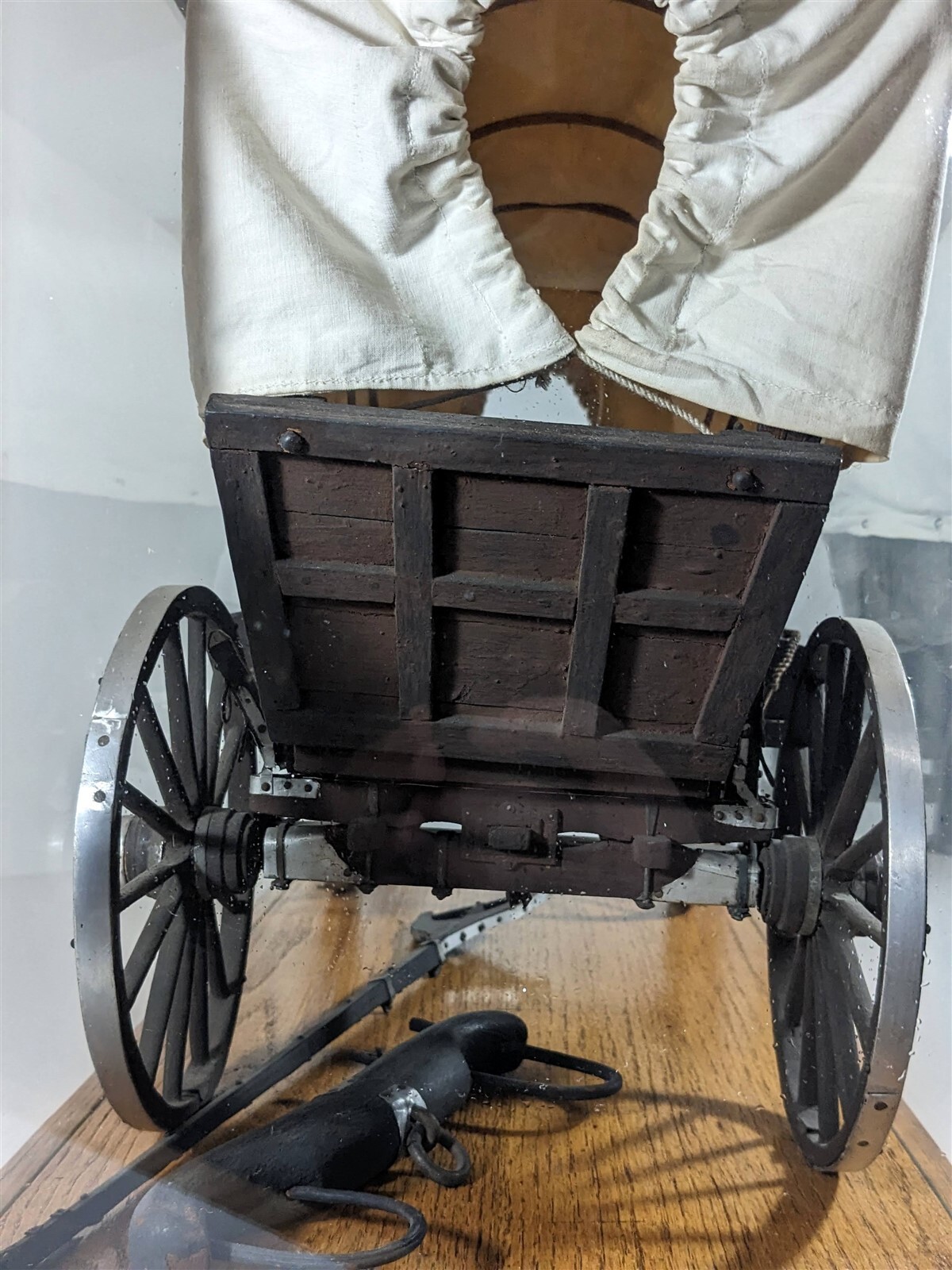 Antique 1930 Wood 23" Covered Wagon Model in Museum Display Case LOCAL ...