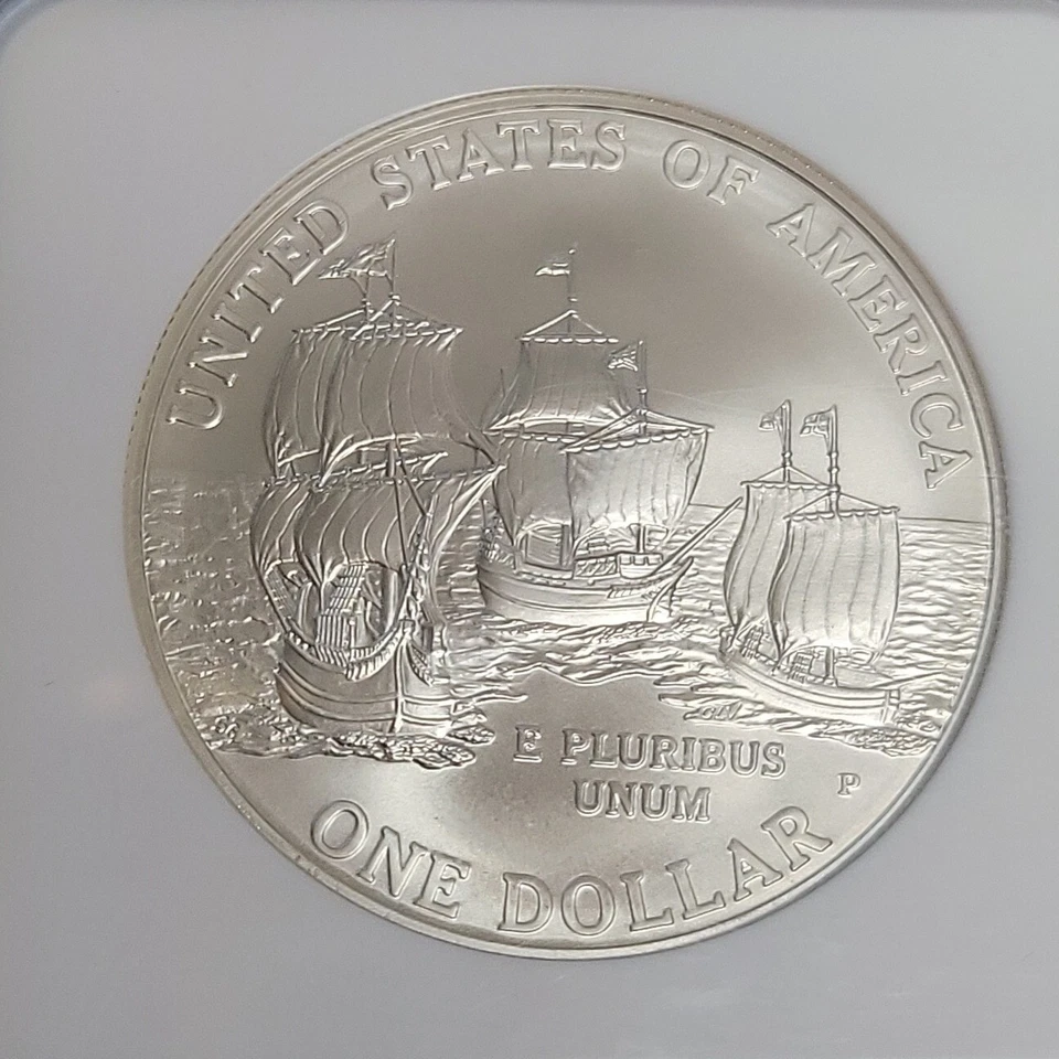 2007 P Jamestown 400th Anniversary Commemorative Unc. Silver Dollar - NGC MS70 . - Image 4 of 4