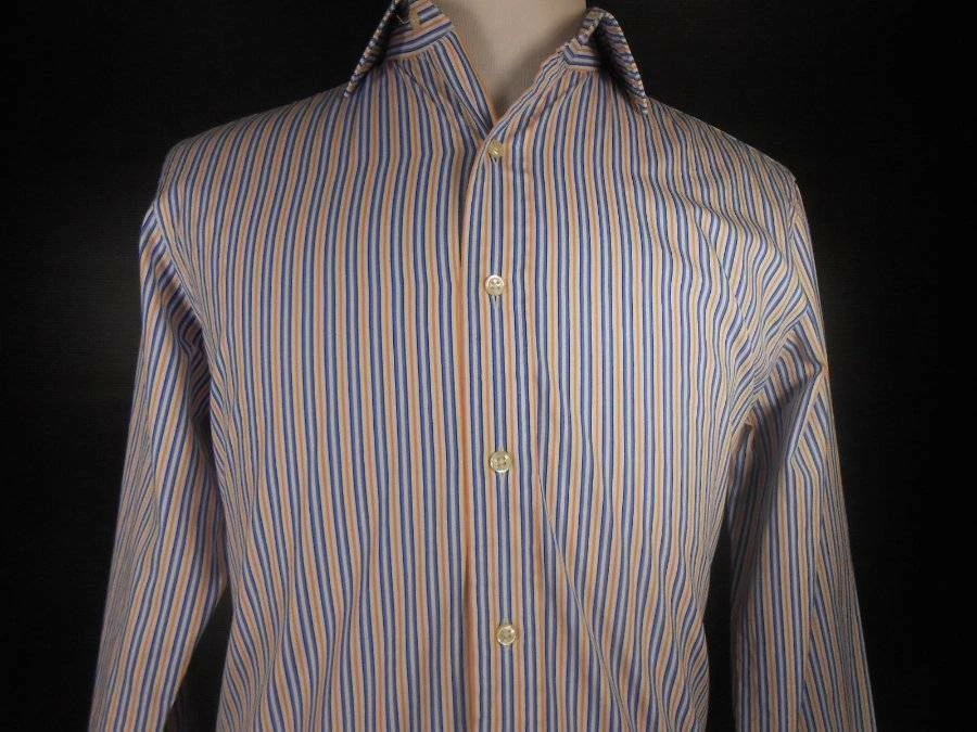 Hermosa Camisa Para Hombre 16 34/35 Ralph Lauren Polo Regent Ajuste Personalizado Rayas LS Foto 2 de 4