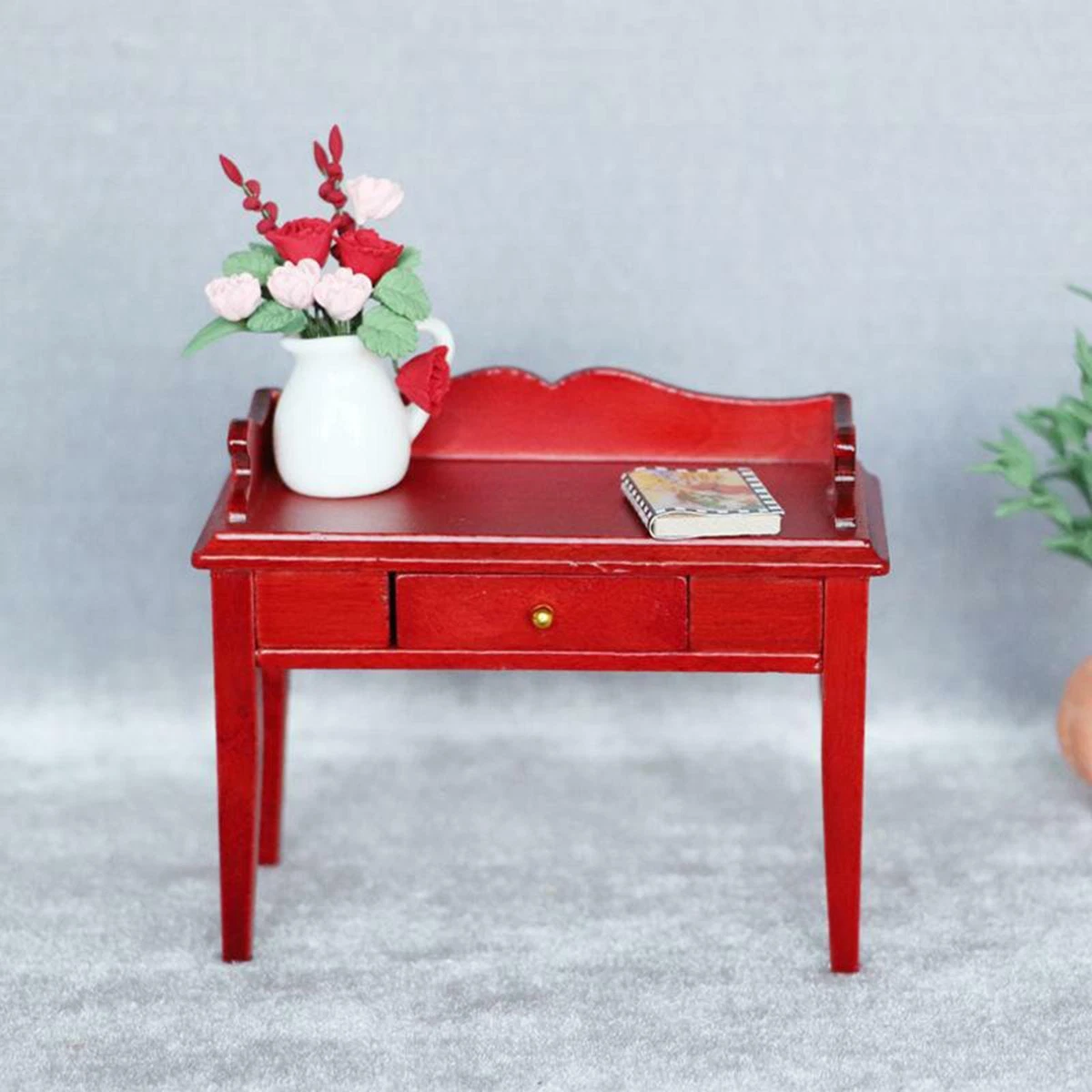 1 12 Dolls House Old Style Wooden Desk Miniature Living Room Table